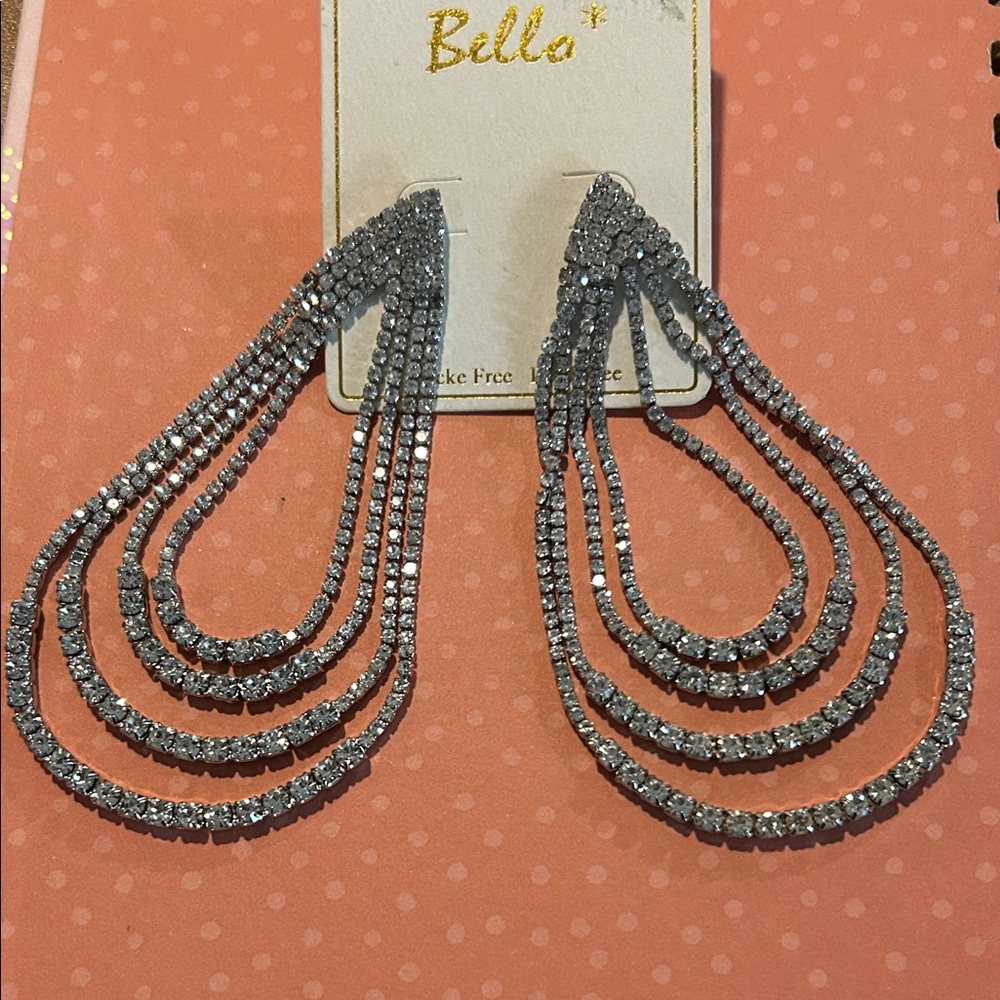 Dazzling Silver Rhinestone Chandelier Earrings